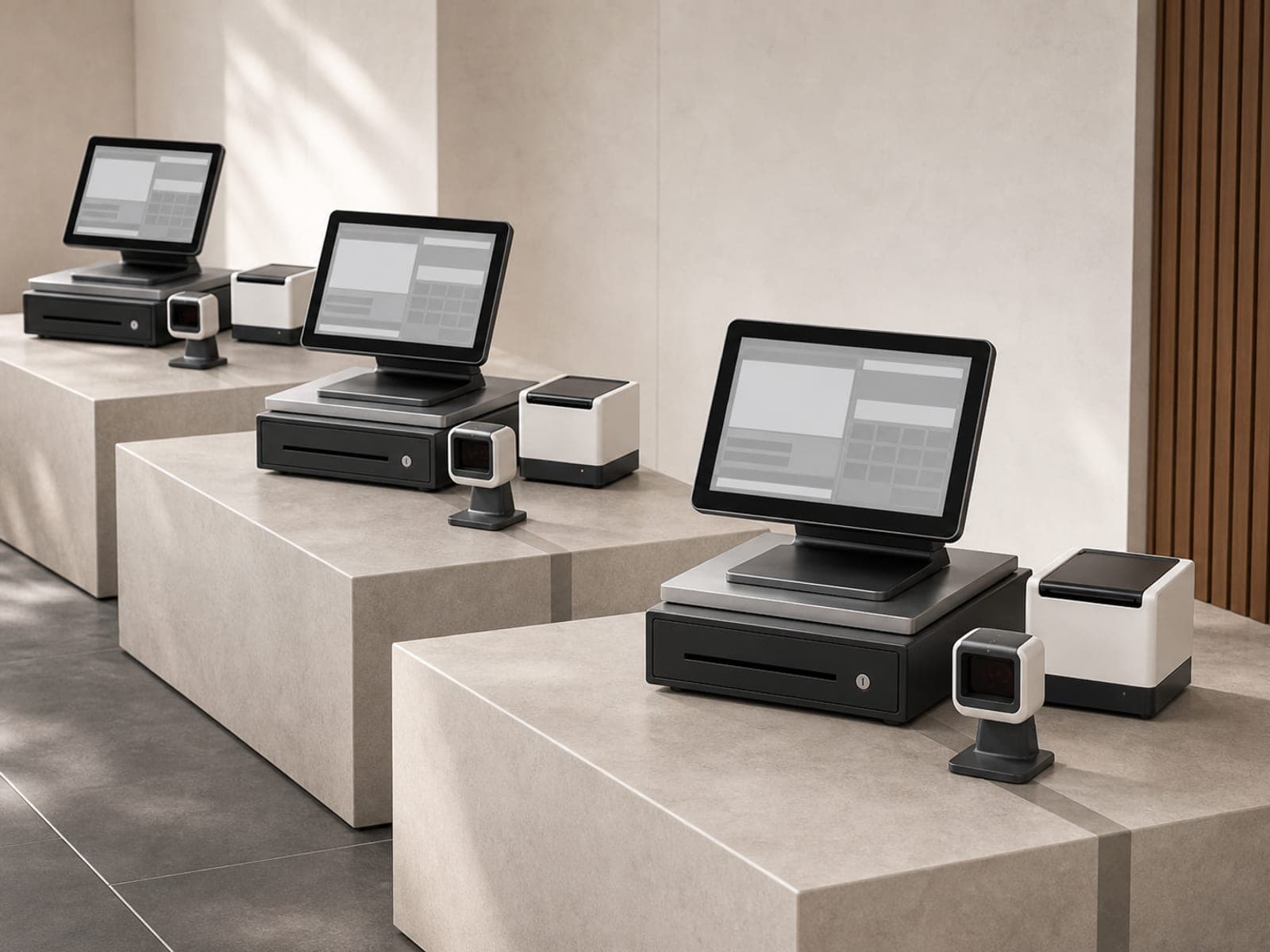 Configurations de comptoir standardisées ESTINAD Axis Fleet en studio